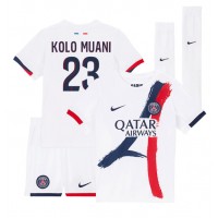 Otroški Nogometni dresi Paris Saint-Germain Randal Kolo Muani #23 Gostujoči 2024-25 Kratek Rokav (+ Kratke hlače)